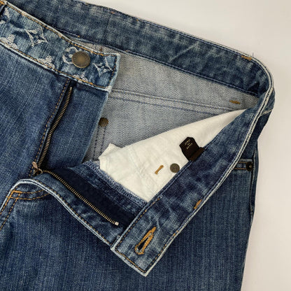 LOUIS VUITTON 07 Monogram Leather Patch Denim Size 46