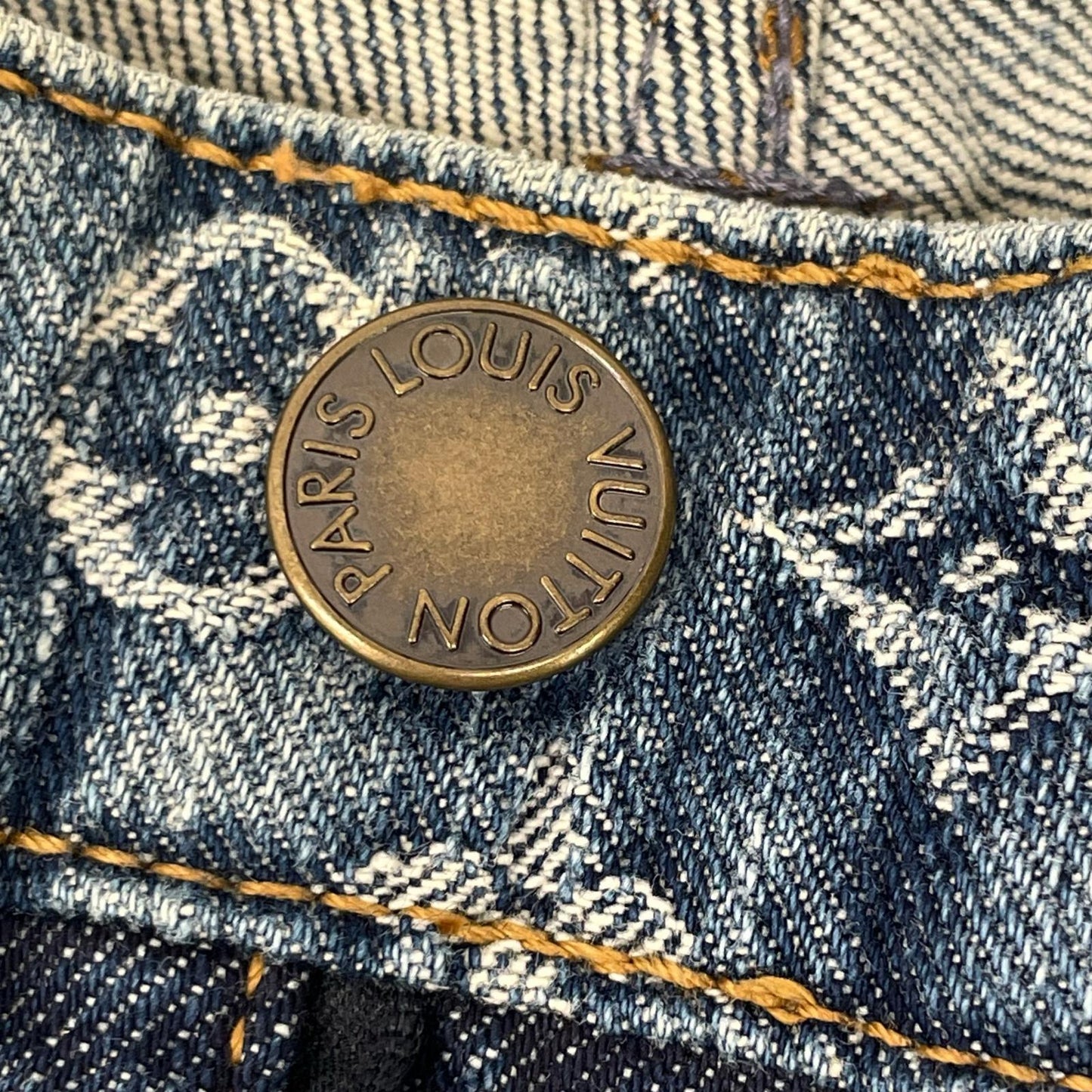 LOUIS VUITTON 07 Monogram Leather Patch Denim Size 46