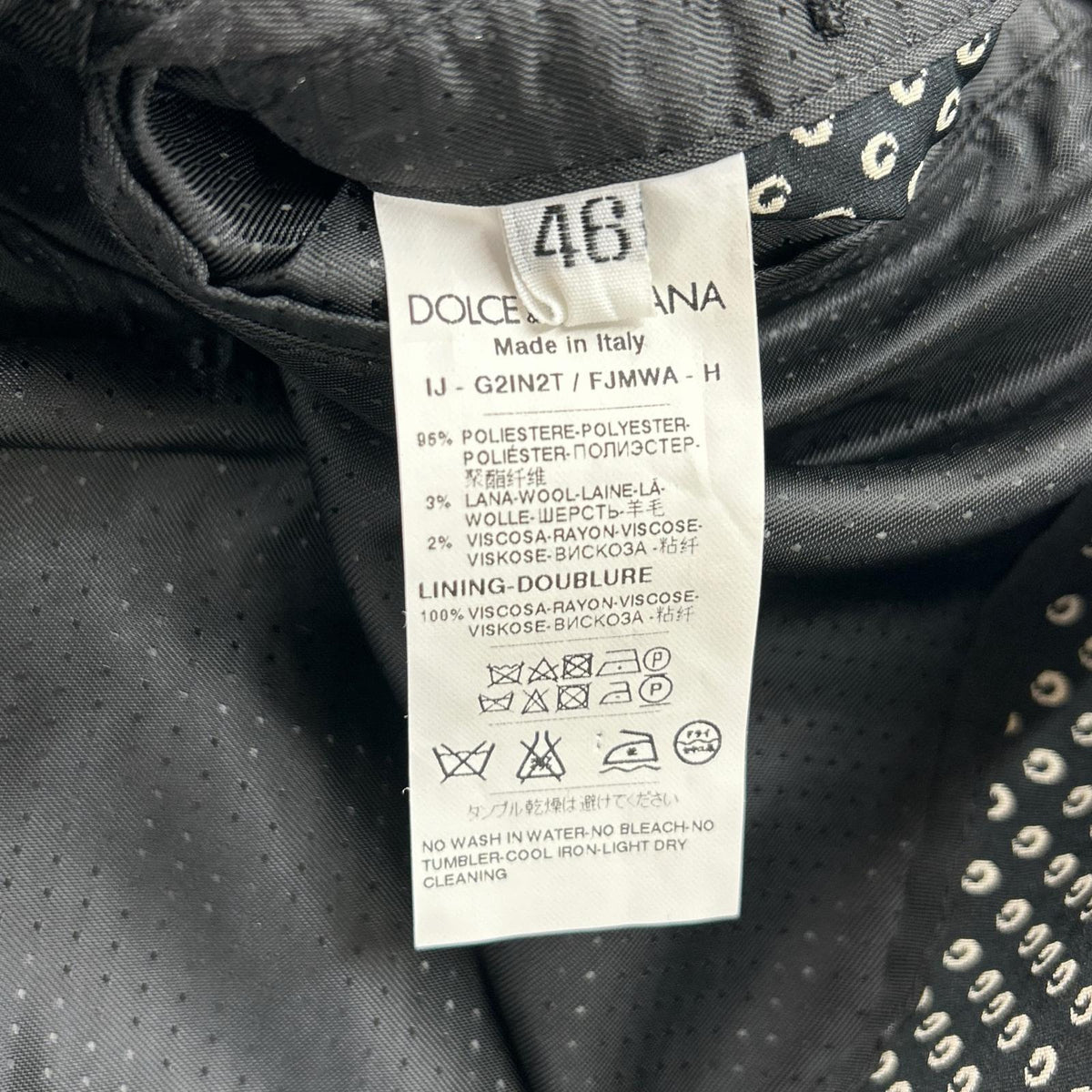 DOLCE&GABBANA G2IN2T Dot Pattern Blazer Black Size 46
