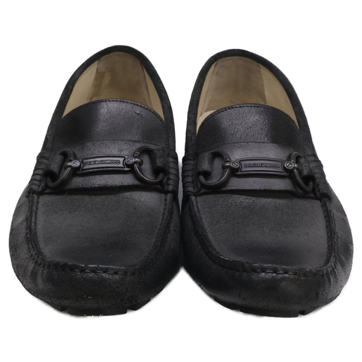 DOLCE&GABBANA CA5601 Leather Driving Shoes Black Sneakers Size 7