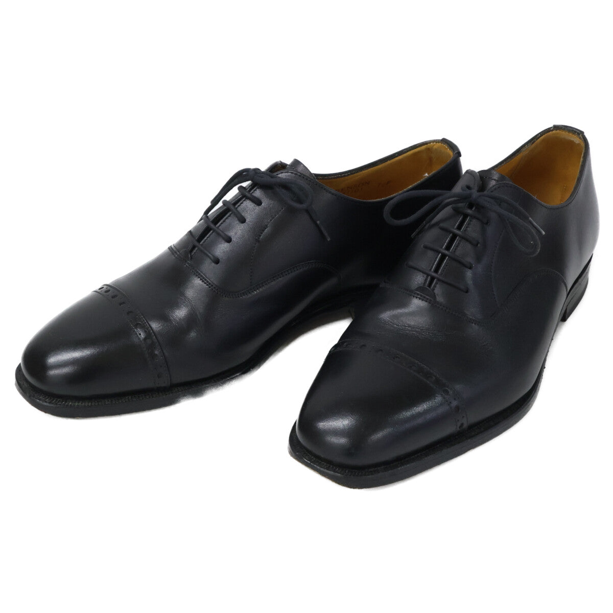 GRENSON 22377 Black Punched Cap Toe Leather Shoes Size 7.5F