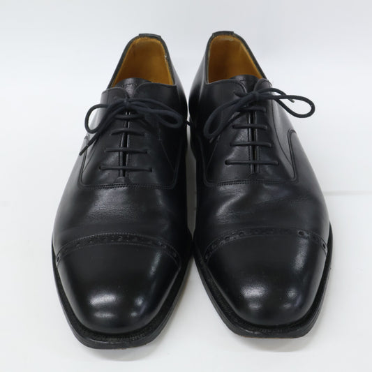 GRENSON 22377 Black Punched Cap Toe Leather Shoes Size 7.5F