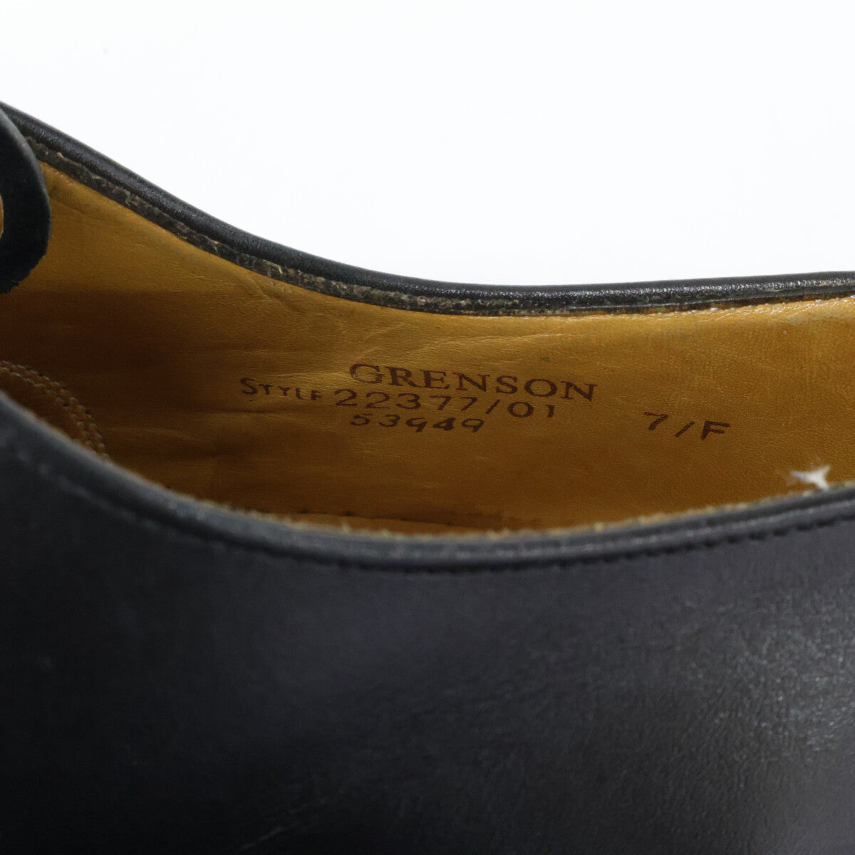 GRENSON 22377 Black Punched Cap Toe Leather Shoes Size 7.5F