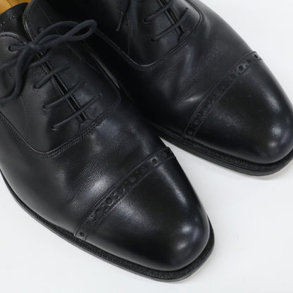GRENSON 22377 Black Punched Cap Toe Leather Shoes Size 7.5F