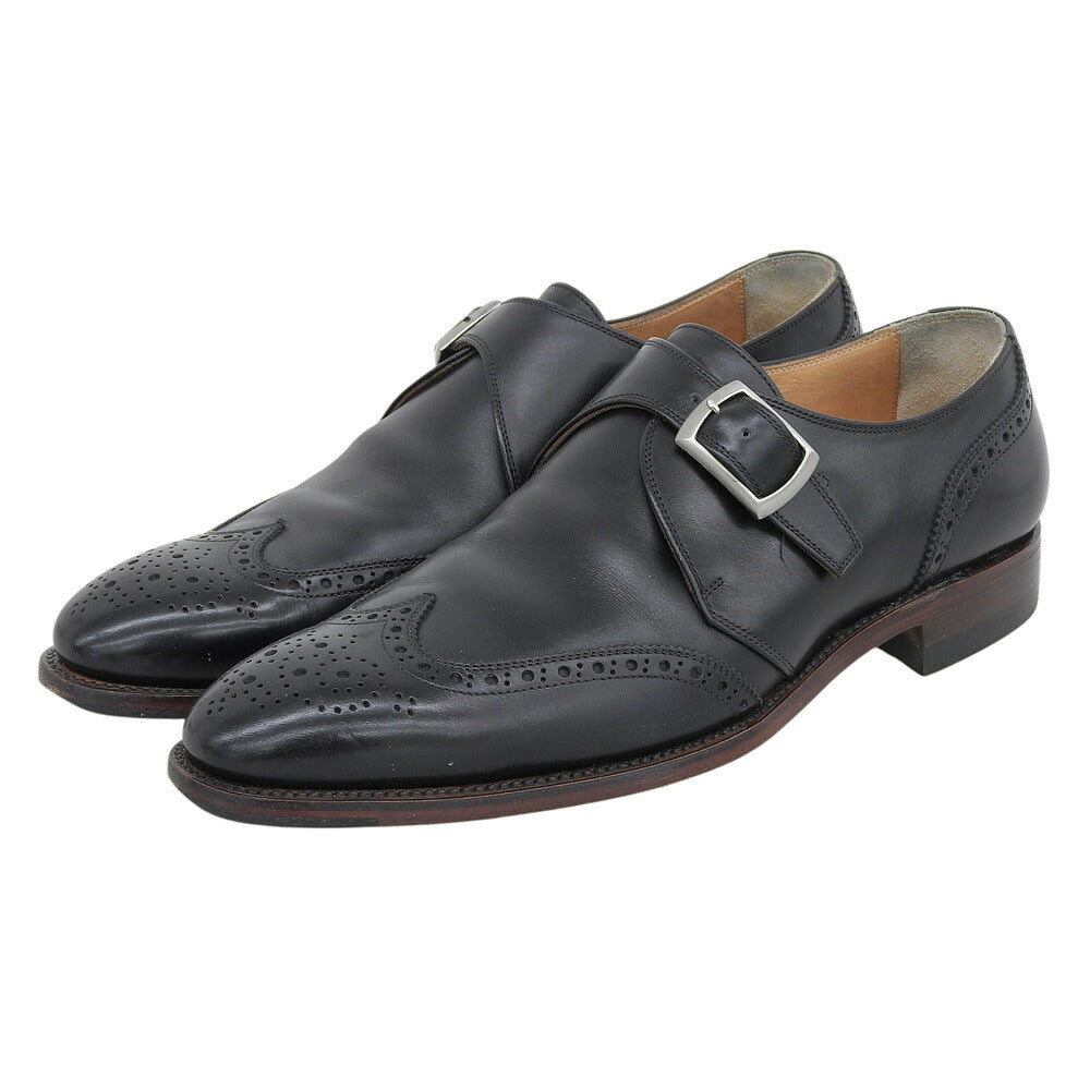 SCOTCH GRAIN Wingtip Single Monk Shoes Black Sneakers Size 25