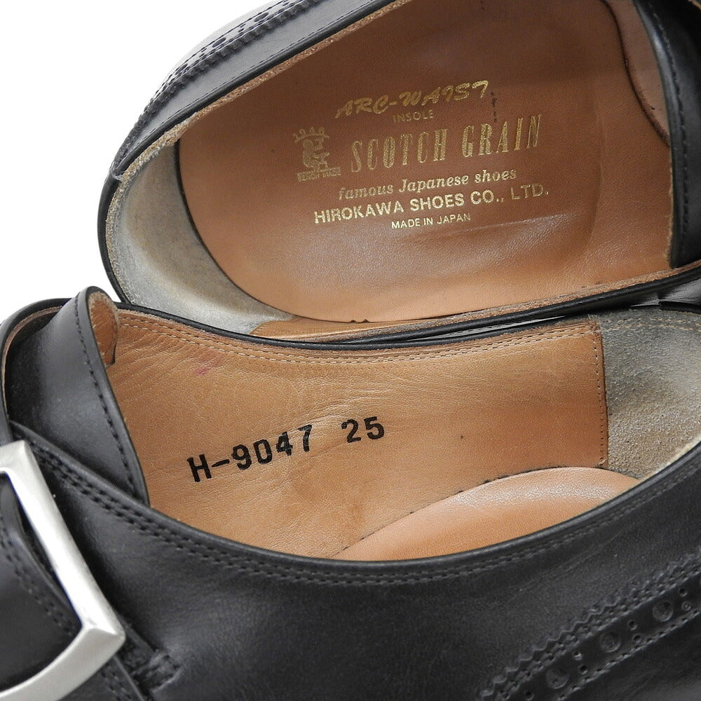 SCOTCH GRAIN Wingtip Single Monk Shoes Black Sneakers Size 25