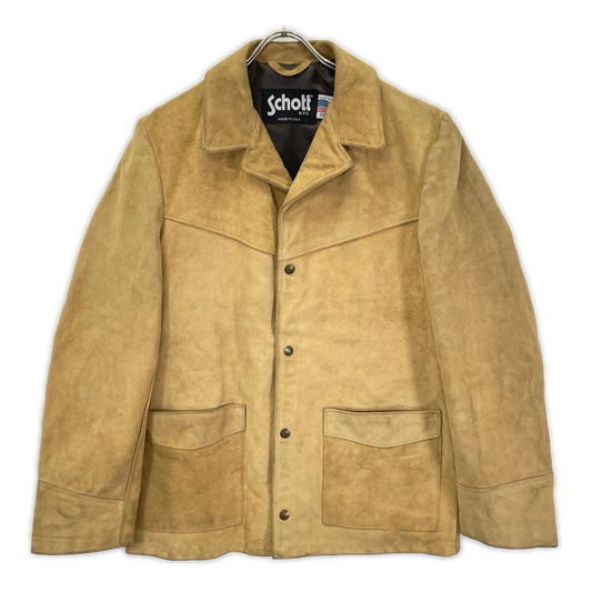 schott 398 Suede Western Jacket Brown Beige Size 38