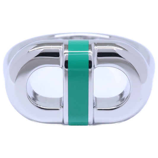 HERMES Green/Silver Hermes Sur Mer Ring Size JP 14