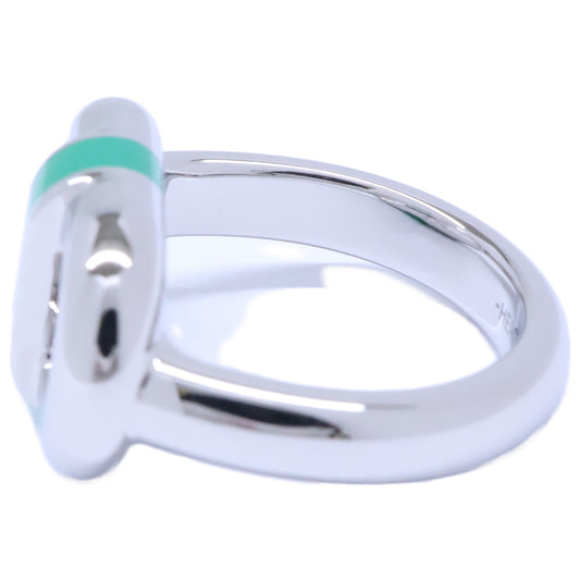 HERMES Green/Silver Hermes Sur Mer Ring Size JP 14