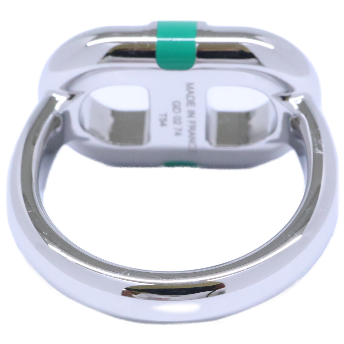 HERMES Green/Silver Hermes Sur Mer Ring Size JP 14