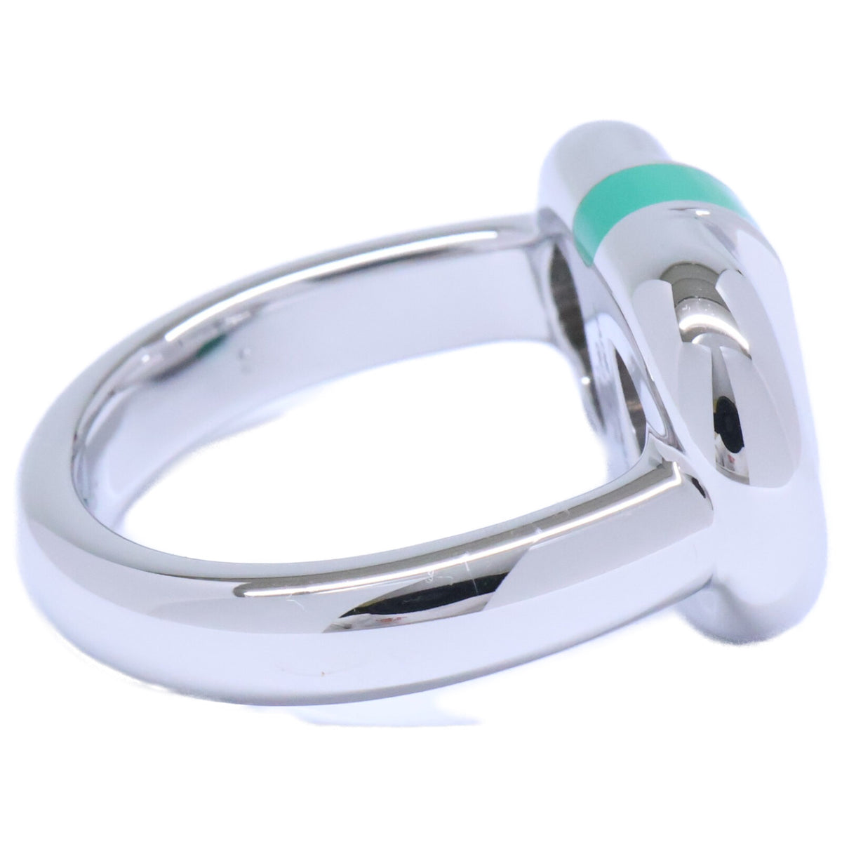 HERMES Green/Silver Hermes Sur Mer Ring Size JP 14