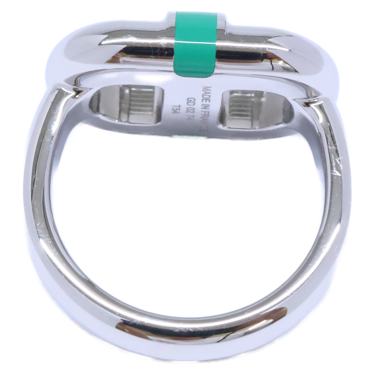 HERMES Green/Silver Hermes Sur Mer Ring Size JP 14
