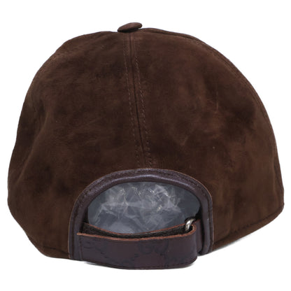 GUCCI Suede GG Embossed Leather Cap Dark Brown Size XL
