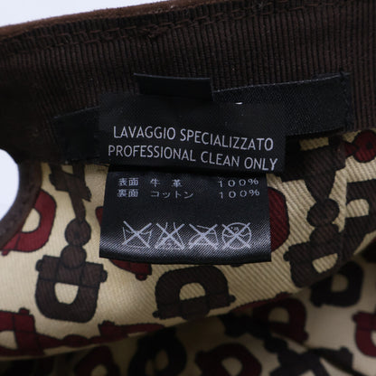 GUCCI Suede GG Embossed Leather Cap Dark Brown Size XL