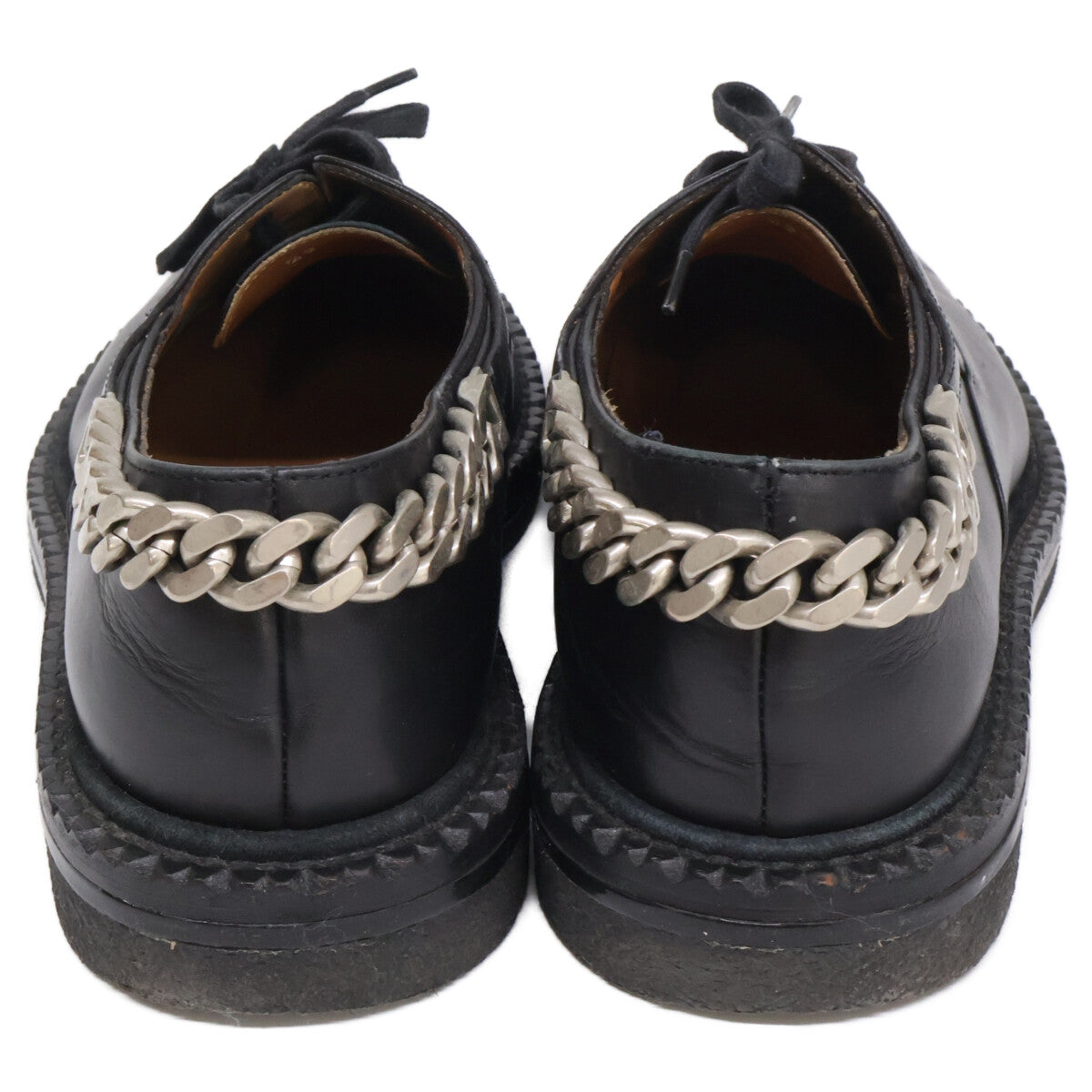 CHRISTIAN LOUBOUTIN Chain Leather Shoes Black Sneakers Size EU 42