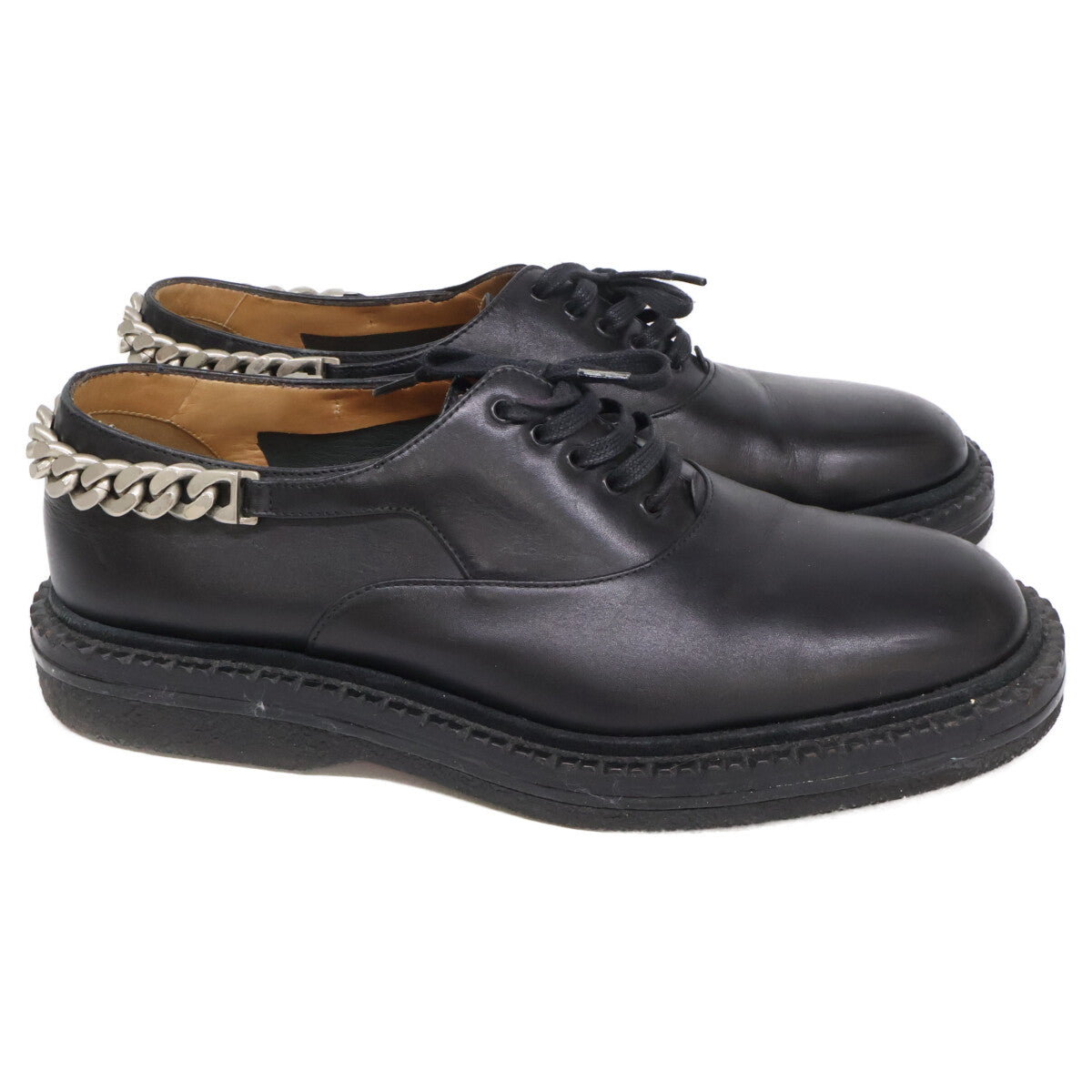 CHRISTIAN LOUBOUTIN Chain Leather Shoes Black Sneakers Size EU 42