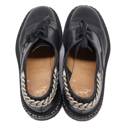 CHRISTIAN LOUBOUTIN Chain Leather Shoes Black Sneakers Size EU 42