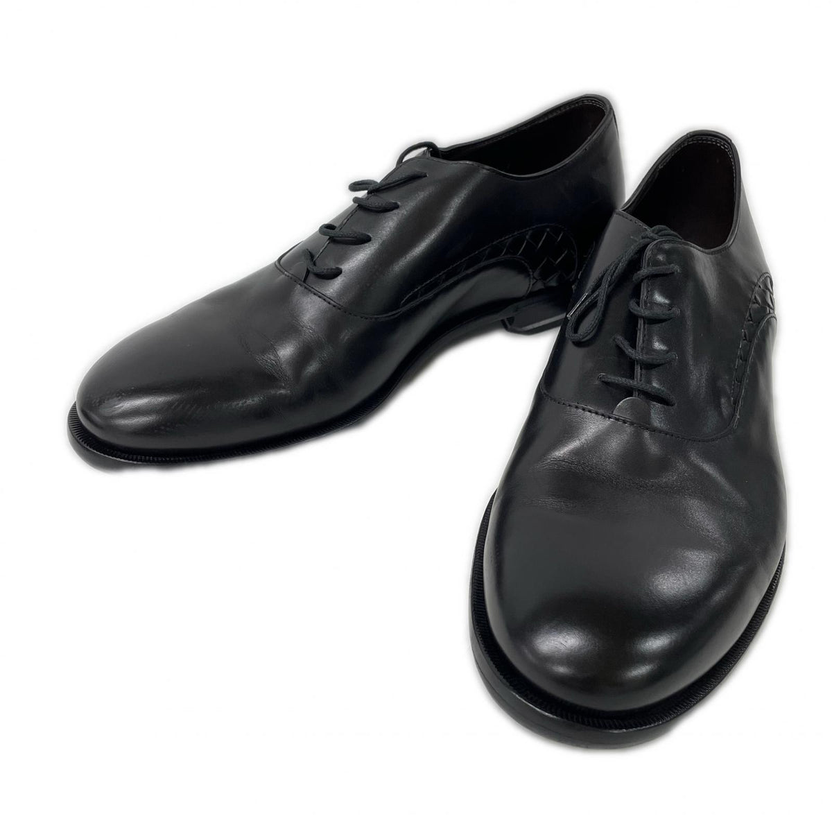 BOTTEGA VENETA Leather Intrecciato Shoes Black Sneakers Size 42.5