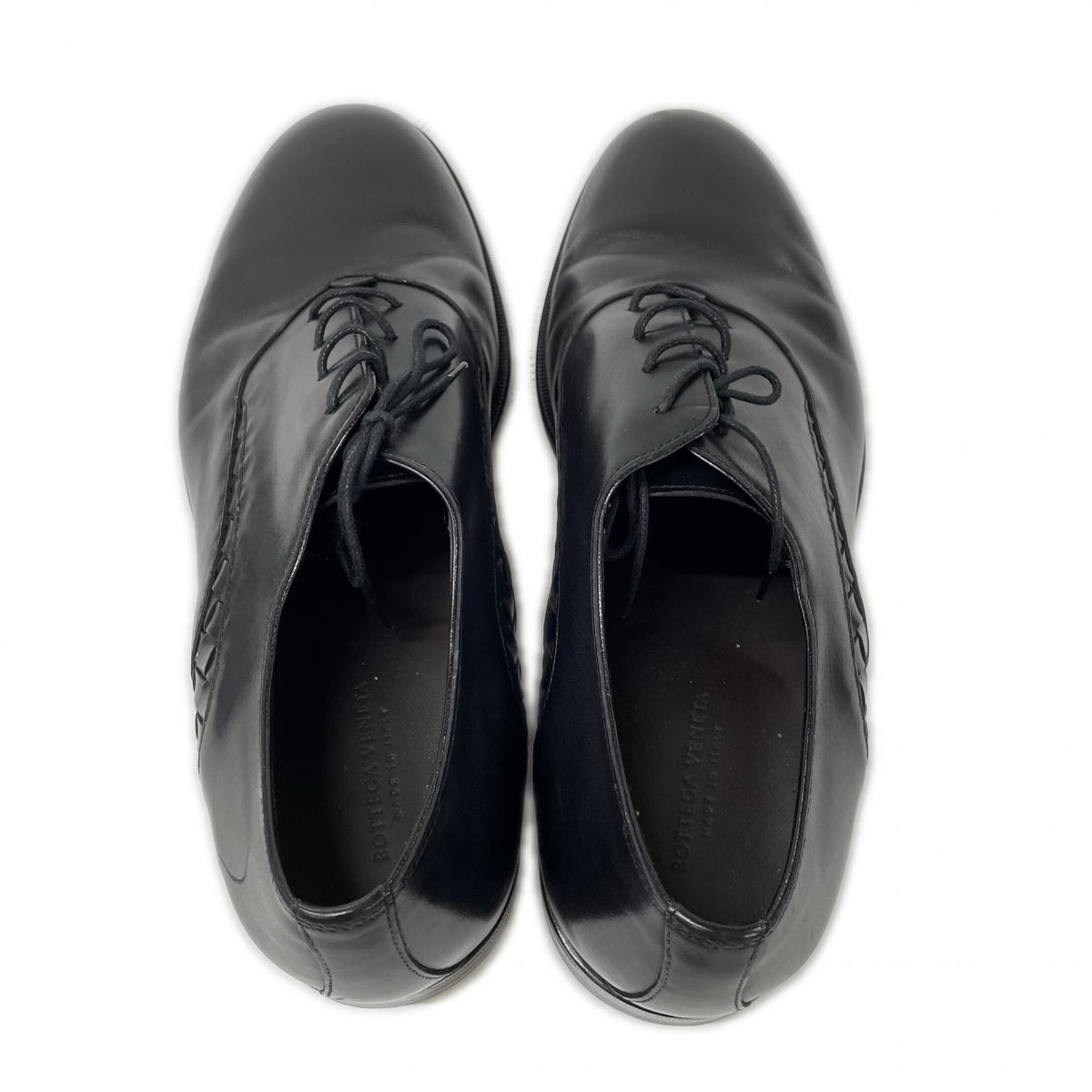 BOTTEGA VENETA Leather Intrecciato Shoes Black Sneakers Size 42.5