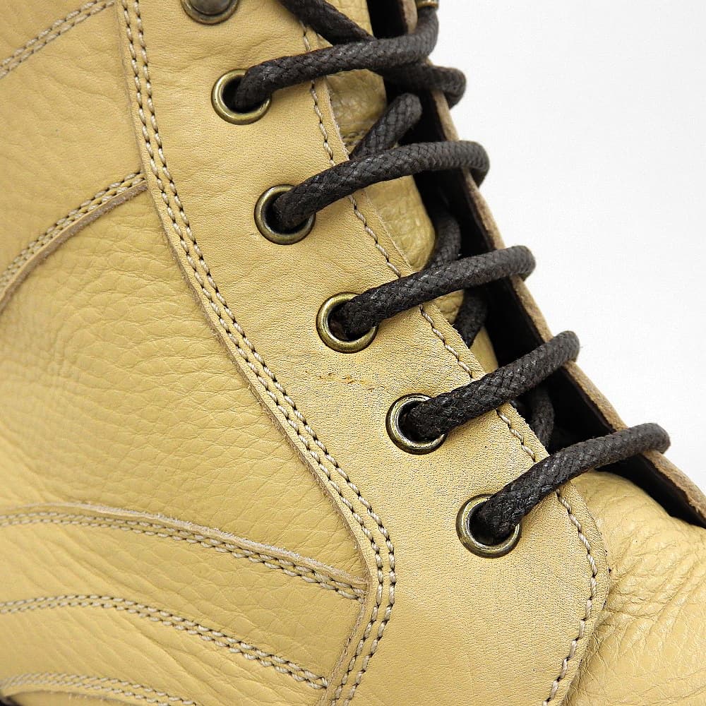 DOLCE&GABBANA Leather Lace-up Boots Beige Size 8.5