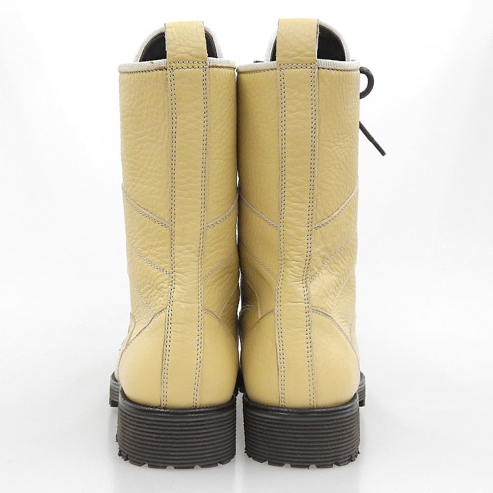DOLCE&GABBANA Leather Lace-up Boots Beige Size 8.5