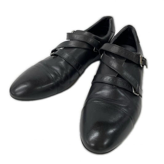 LOUIS VUITTON Belt Design Straight Tip Shoes Black Sneakers Size 8