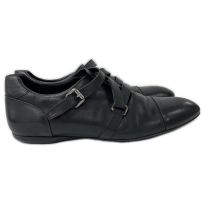 LOUIS VUITTON Belt Design Straight Tip Shoes Black Sneakers Size 8