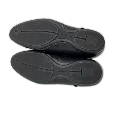 LOUIS VUITTON Belt Design Straight Tip Shoes Black Sneakers Size 8