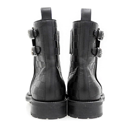 LOUIS VUITTON Damier Leather Ankle Boots Black Size 8.5