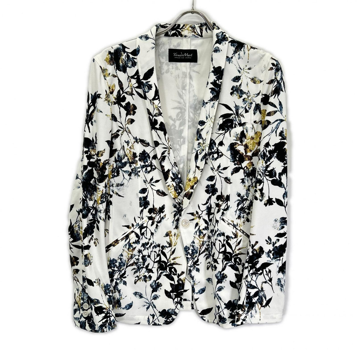 TORNADO MART White Flower Print Polyester Jacket