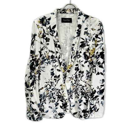 TORNADO MART White Flower Print Polyester Jacket