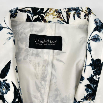 TORNADO MART White Flower Print Polyester Jacket