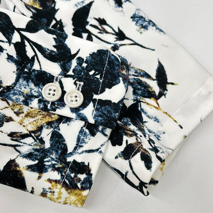TORNADO MART White Flower Print Polyester Jacket