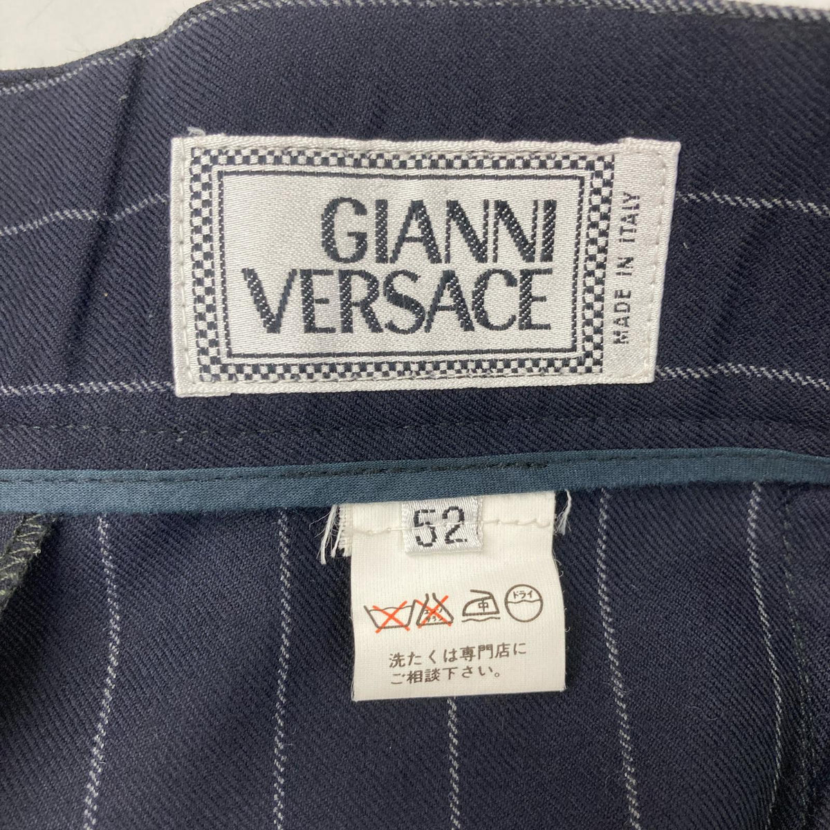 GIANNIVERSACE Navy Stripe Wool Suit Jacket Size 52
