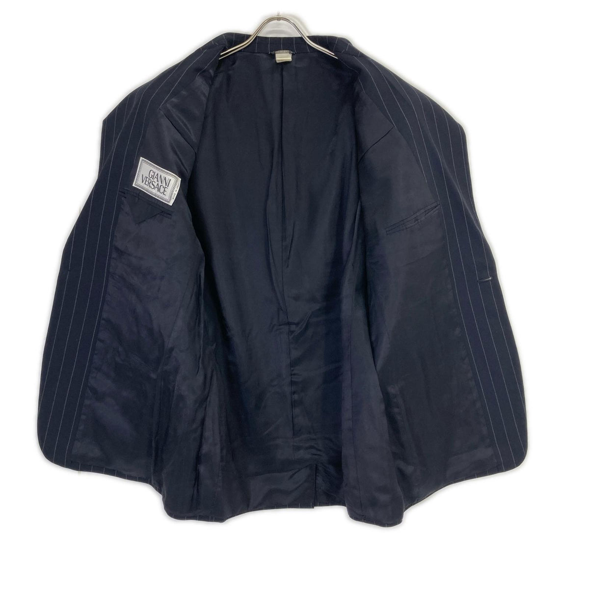 GIANNIVERSACE Navy Stripe Wool Suit Jacket Size 52