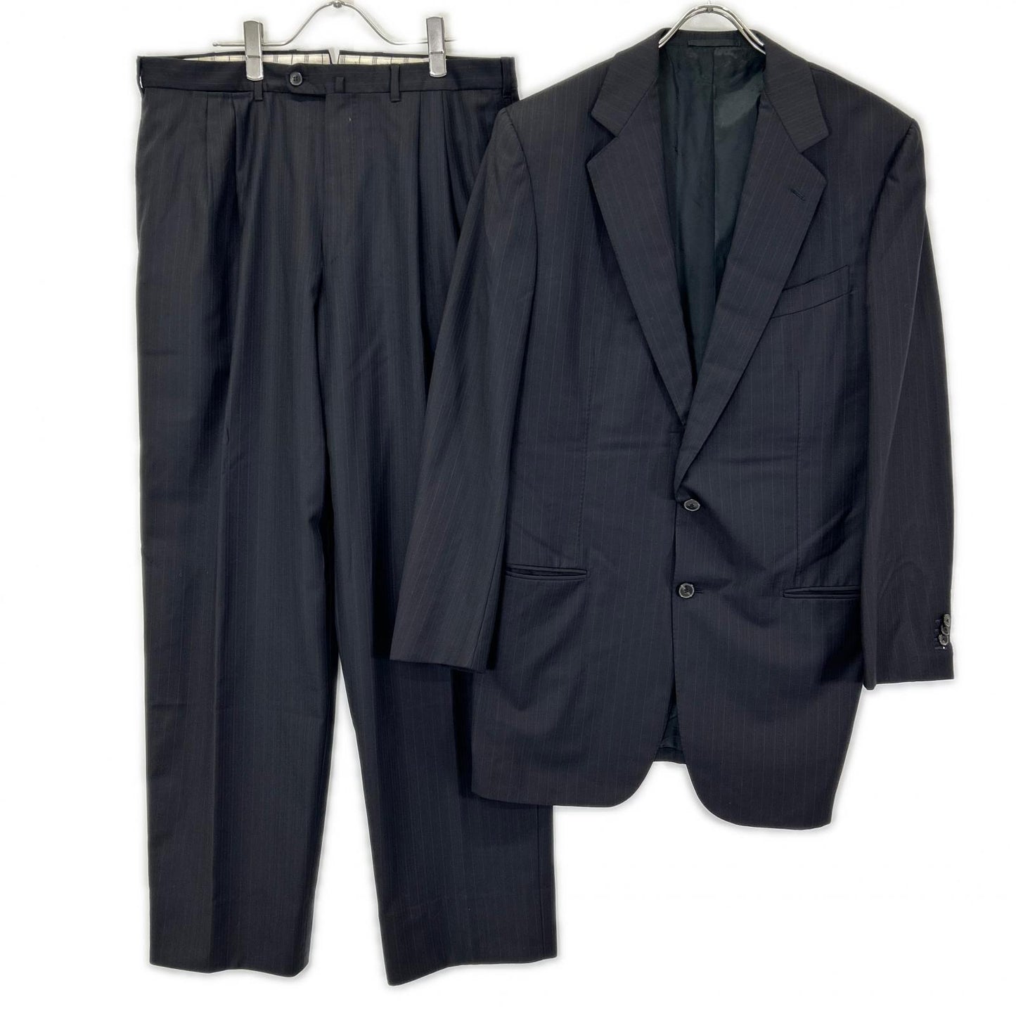 Ermenegildo Zegna Couture Black Stripe Suit Jacket Size 52L