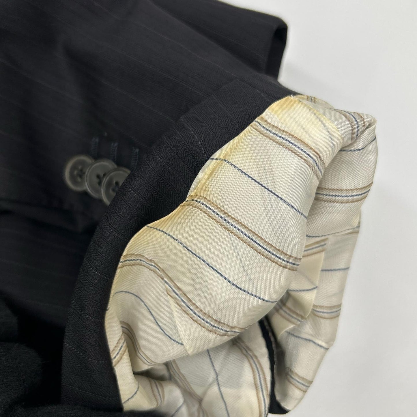 Ermenegildo Zegna Couture Black Stripe Suit Jacket Size 52L