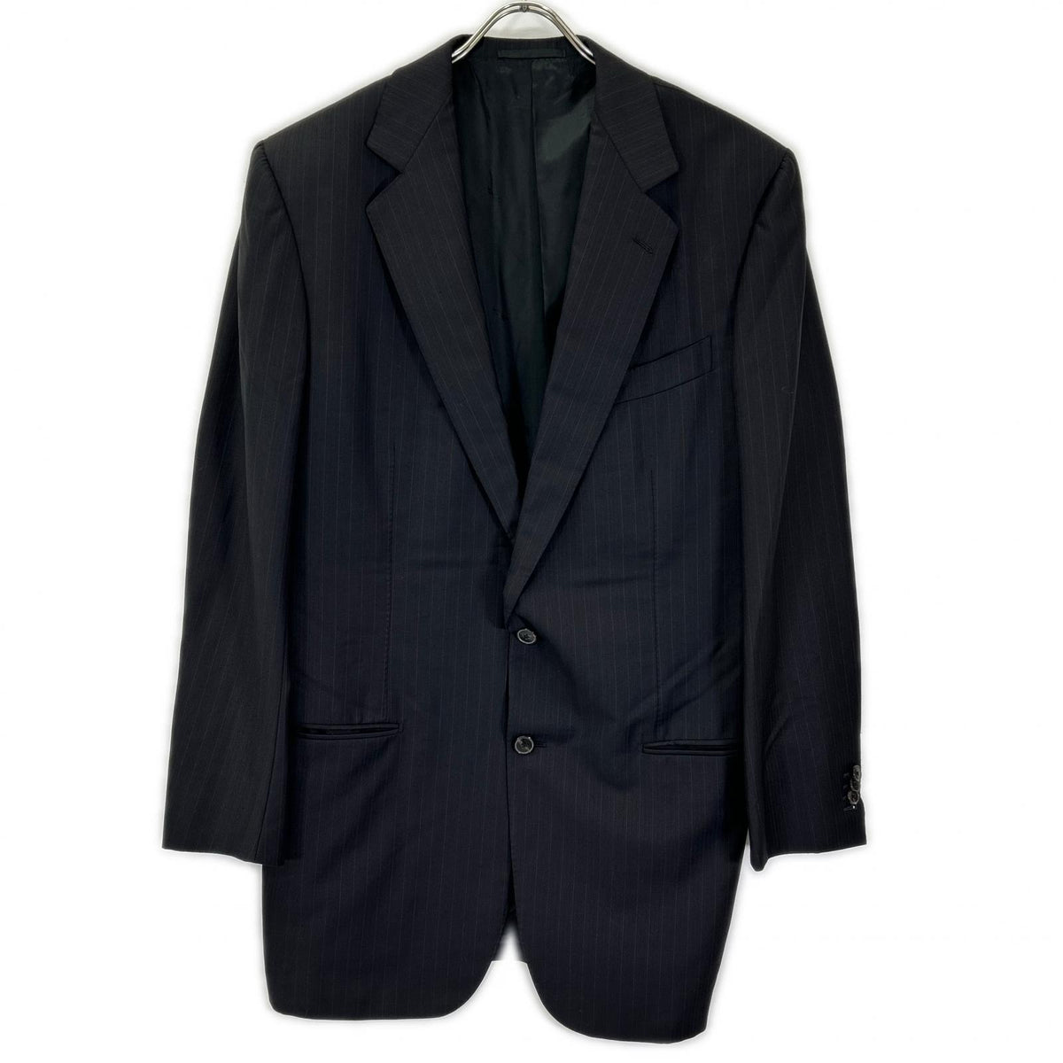 Ermenegildo Zegna Couture Black Stripe Suit Jacket Size 52L
