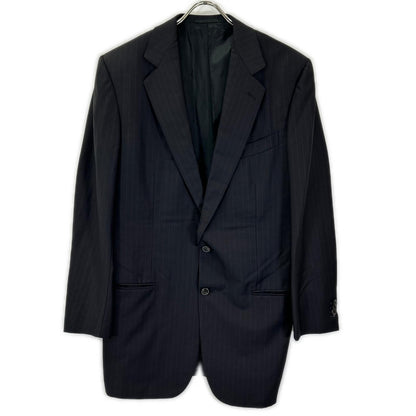 Ermenegildo Zegna Couture Black Stripe Suit Jacket Size 52L