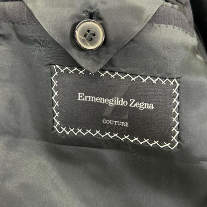 Ermenegildo Zegna Couture Black Stripe Suit Jacket Size 52L
