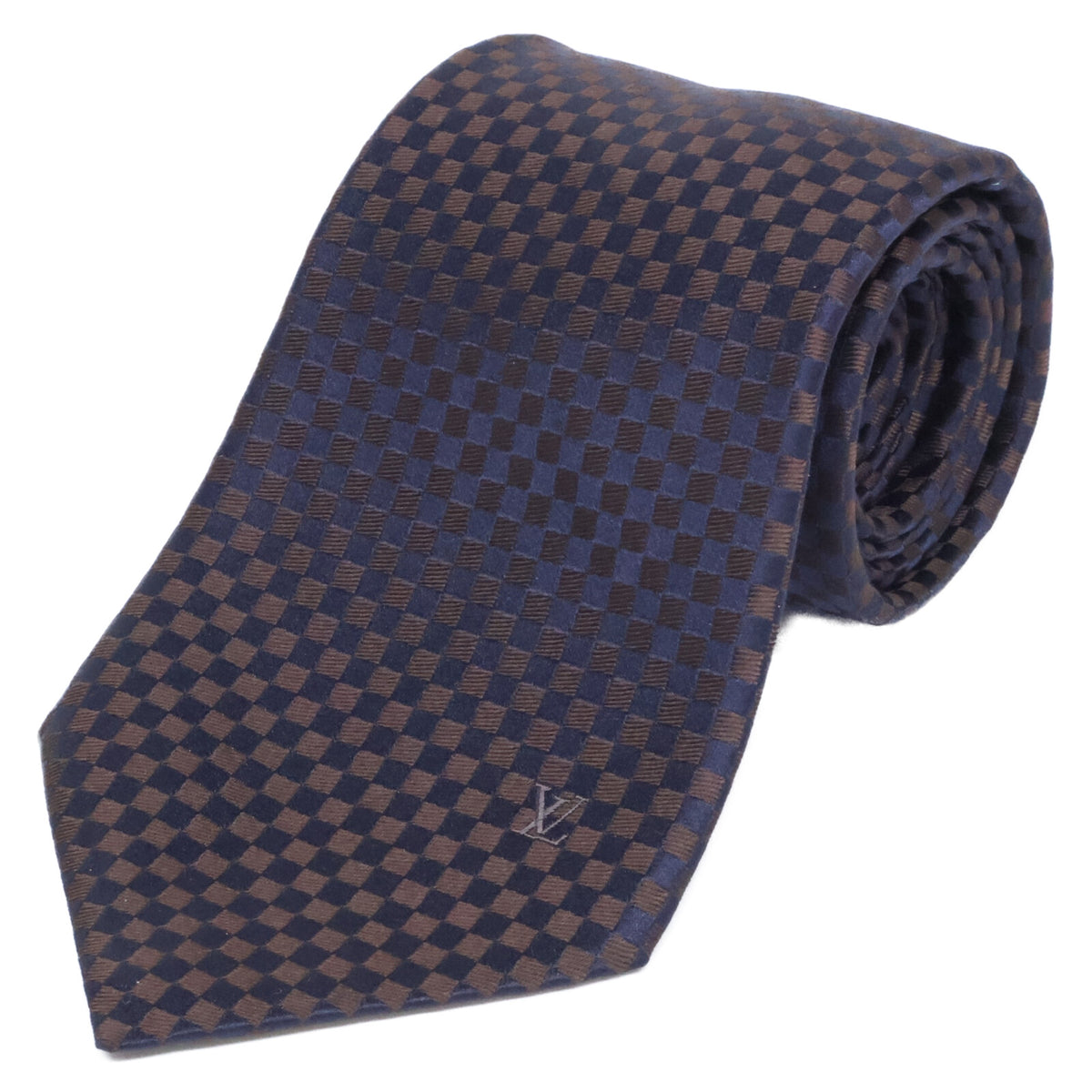 LOUIS VUITTON Damier Silk Tie Brown Size ONE SIZE