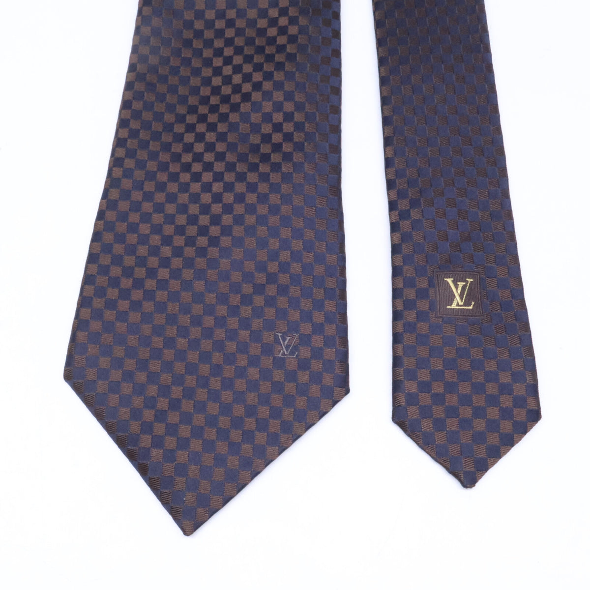 LOUIS VUITTON Damier Silk Tie Brown Size ONE SIZE