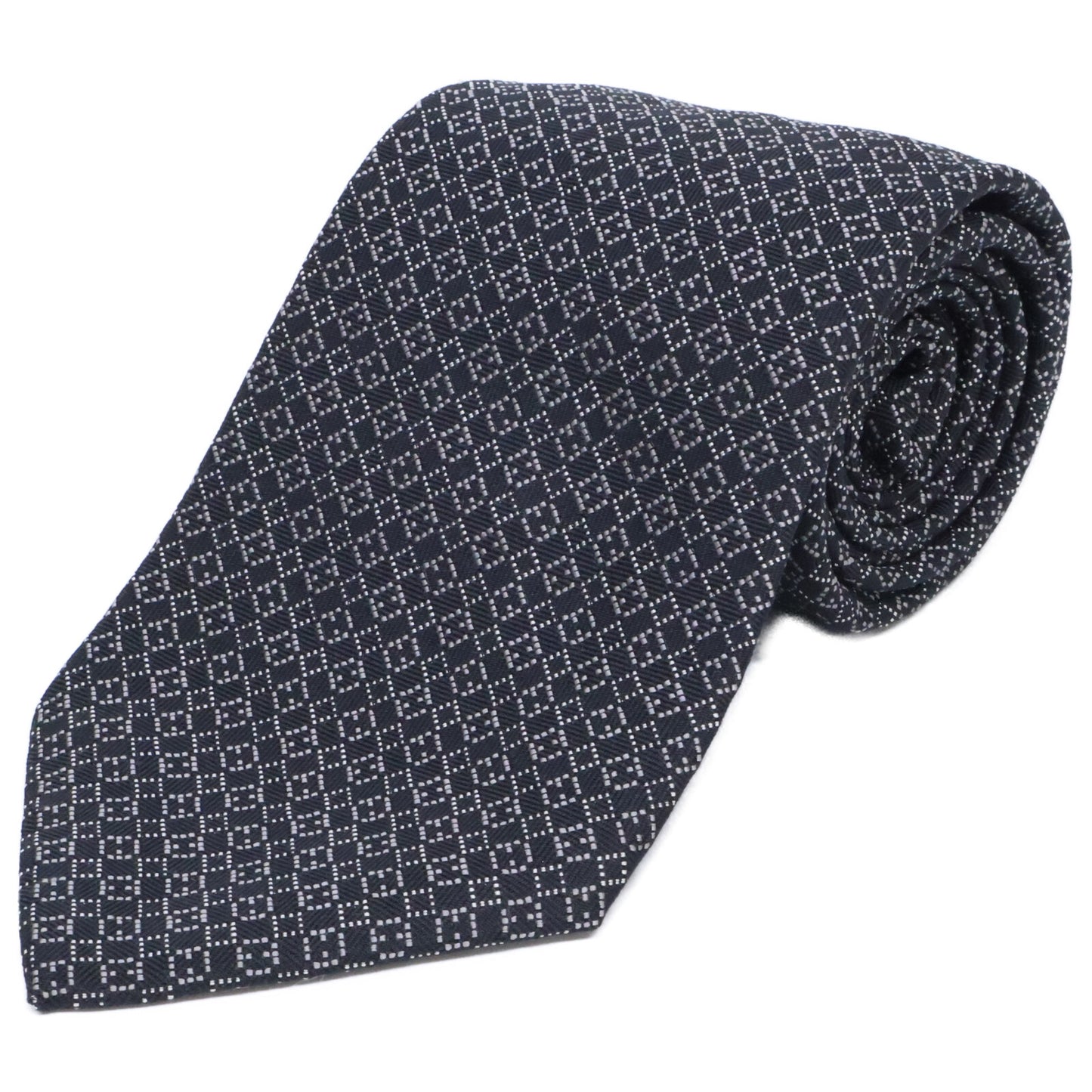 HERMES 758969T Patterned Silk Tie Black Size ONE SIZE