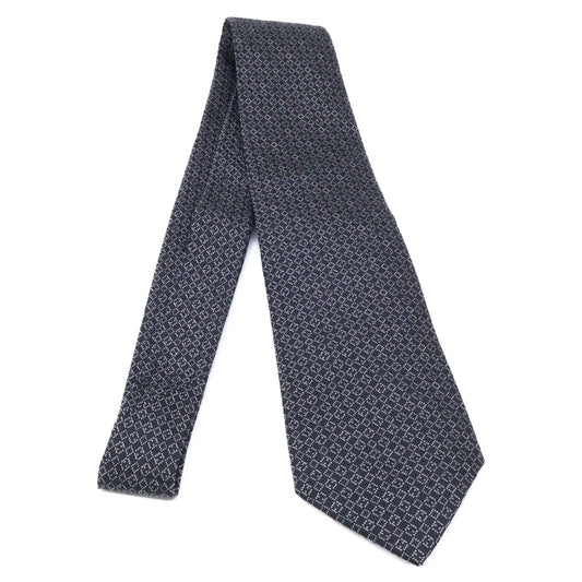 HERMES 758969T Patterned Silk Tie Black Size ONE SIZE