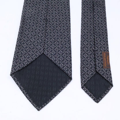 HERMES 758969T Patterned Silk Tie Black Size ONE SIZE