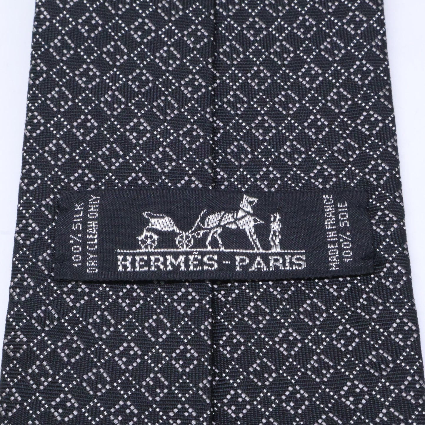 HERMES 758969T Patterned Silk Tie Black Size ONE SIZE