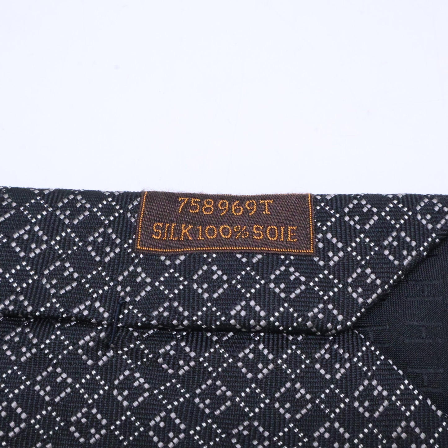 HERMES 758969T Patterned Silk Tie Black Size ONE SIZE