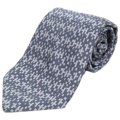 HERMES Patterned Silk Tie Gray Size ONE SIZE