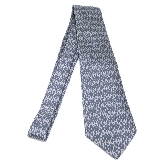 HERMES Patterned Silk Tie Gray Size ONE SIZE