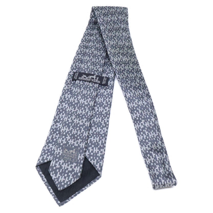 HERMES Patterned Silk Tie Gray Size ONE SIZE